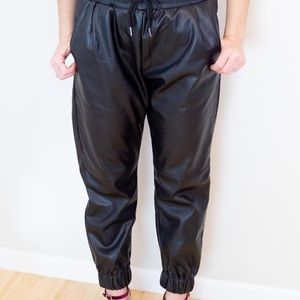 Leather joggers